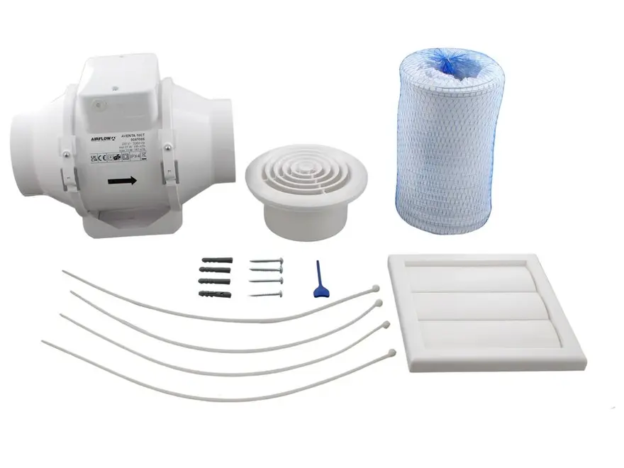 Airflow Aventa 100mm In-Line Shower Kit With Timer AVSHWTKT