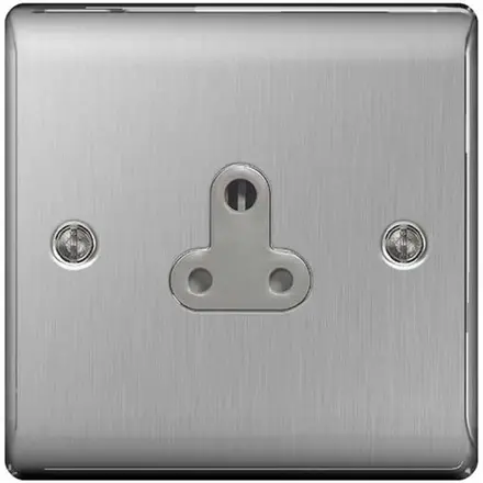 BG Nexus Metal 5A Round Pin Unswitched Socket, Brushed Steel Grey Insert NBS29G-01