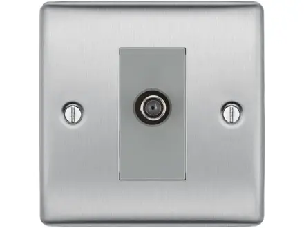 BG Nexus Metal Satellite Socket, Brushed Steel, 1 Gang NBS64-01
