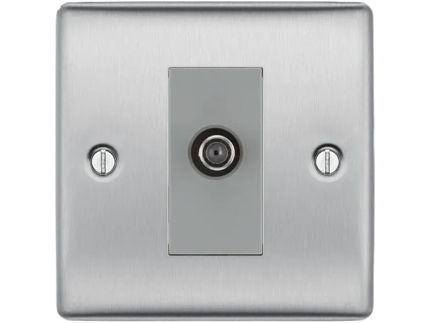 BG Nexus Metal Satellite Socket, Brushed Steel, 1 Gang NBS64-01