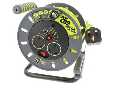 Masterplug OMU25132USL 13A 25m 2 Gang Open Reel Extension Lead