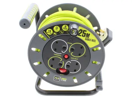 Masterplug Pro-XT 25m 4-socket open cable reel, OMU25134SL-PX
