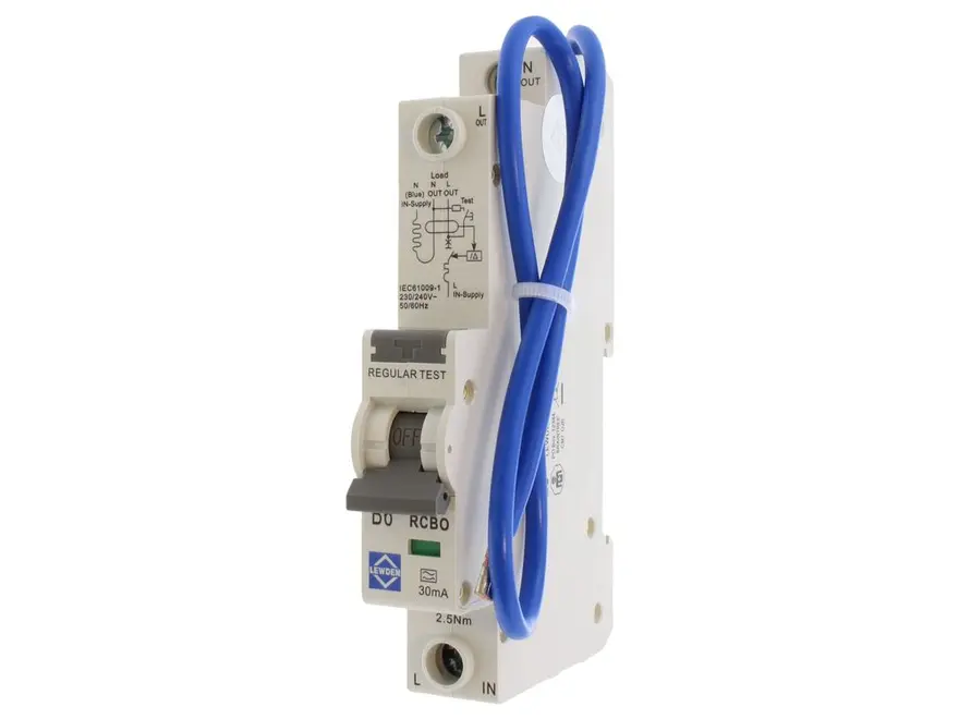Lewden RCBO 6A 30mA B Curve Type A RCBO-06/30/SPA