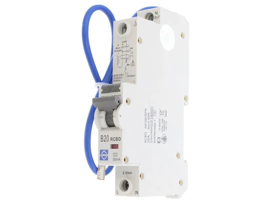 Lewden RCBO-20/30/SPA RCBO 20A 30mA B Curve 1Mod 6kA Type A