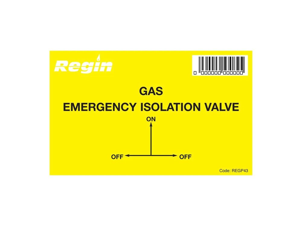 Regin Gas Isolation Valve Sticker REGP43