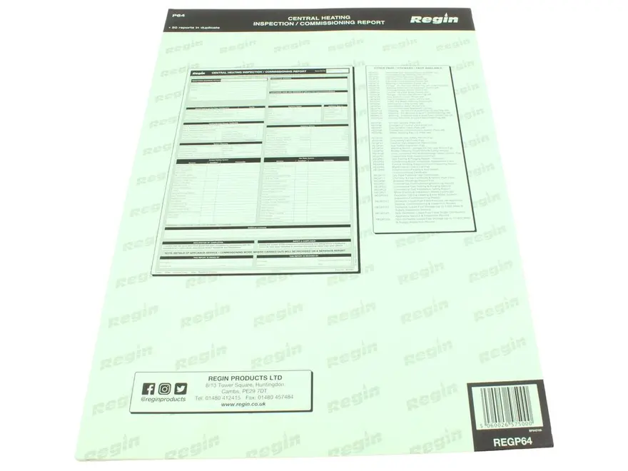 Regin Central Heating Inspection/Commissioning Report REGP64