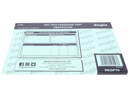 Regin Dry Pipe Pressure Test Certificates REGP70