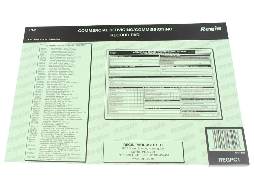 Regin Commercial Servicing/Commissioning Pad REGPC1