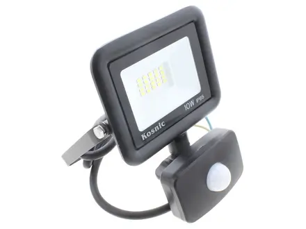 Kosnic Rhine II 10W LED floodlight with PIR sensor, 6500K, black - RHI10-W65/S