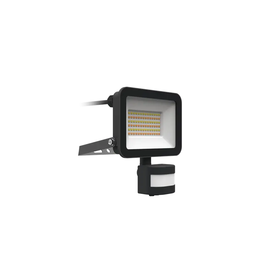 Kosnic Rhine III 10W CCT switchable LED floodlight with PIR, black - RHI310-SCT/S