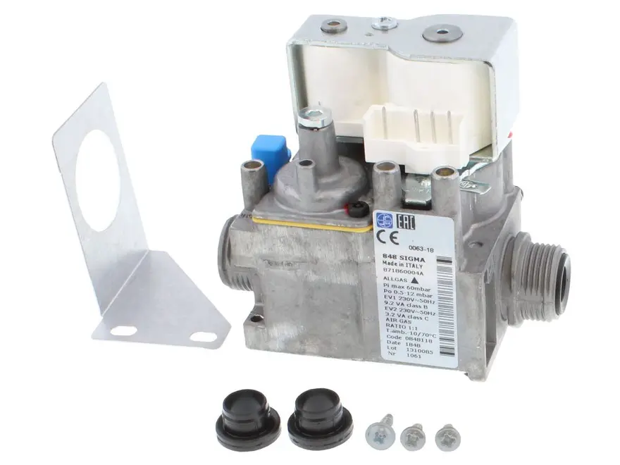 UCP gas valve and bracket assembly, cross-ref Worcester Bosch 8716117868